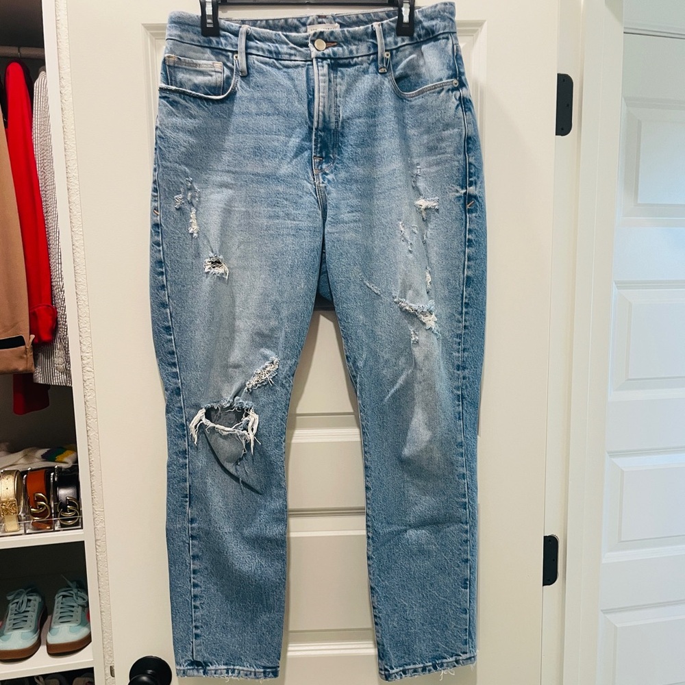 Good American Ripped Blue Jeans